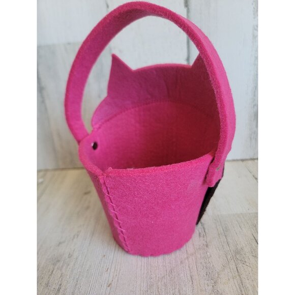 Felt pink mini owl Bird plush bucket pail home decor - Picture 4 of 6